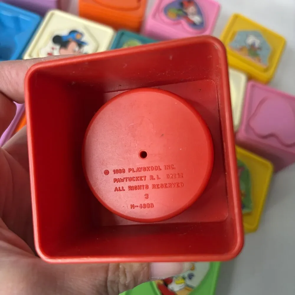 Vintage Playskool 1988 Blocks Color Shape Sorter Disney Mickey Mouse 30 piece